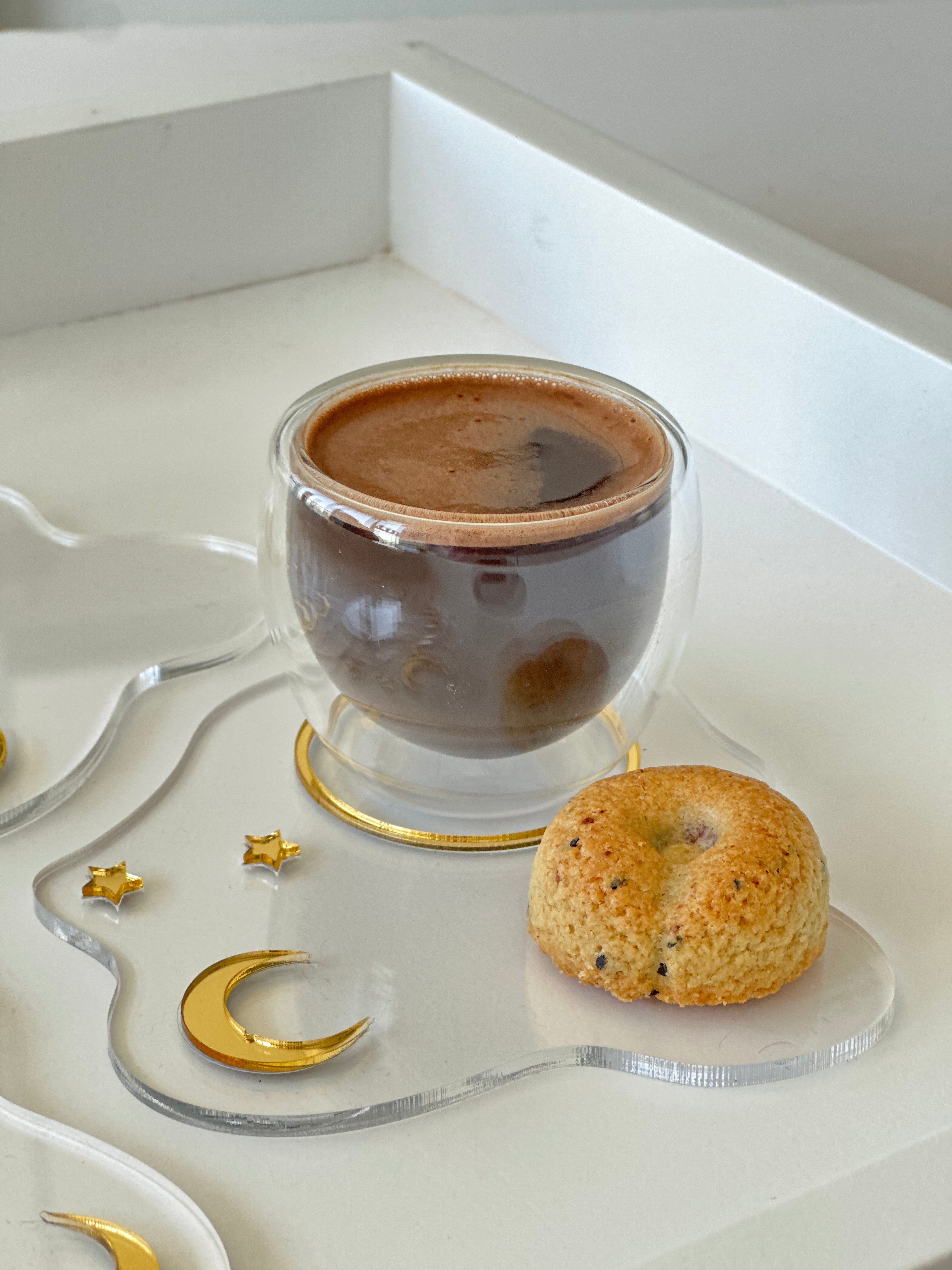 Qahwa cups (transparent + Gold)