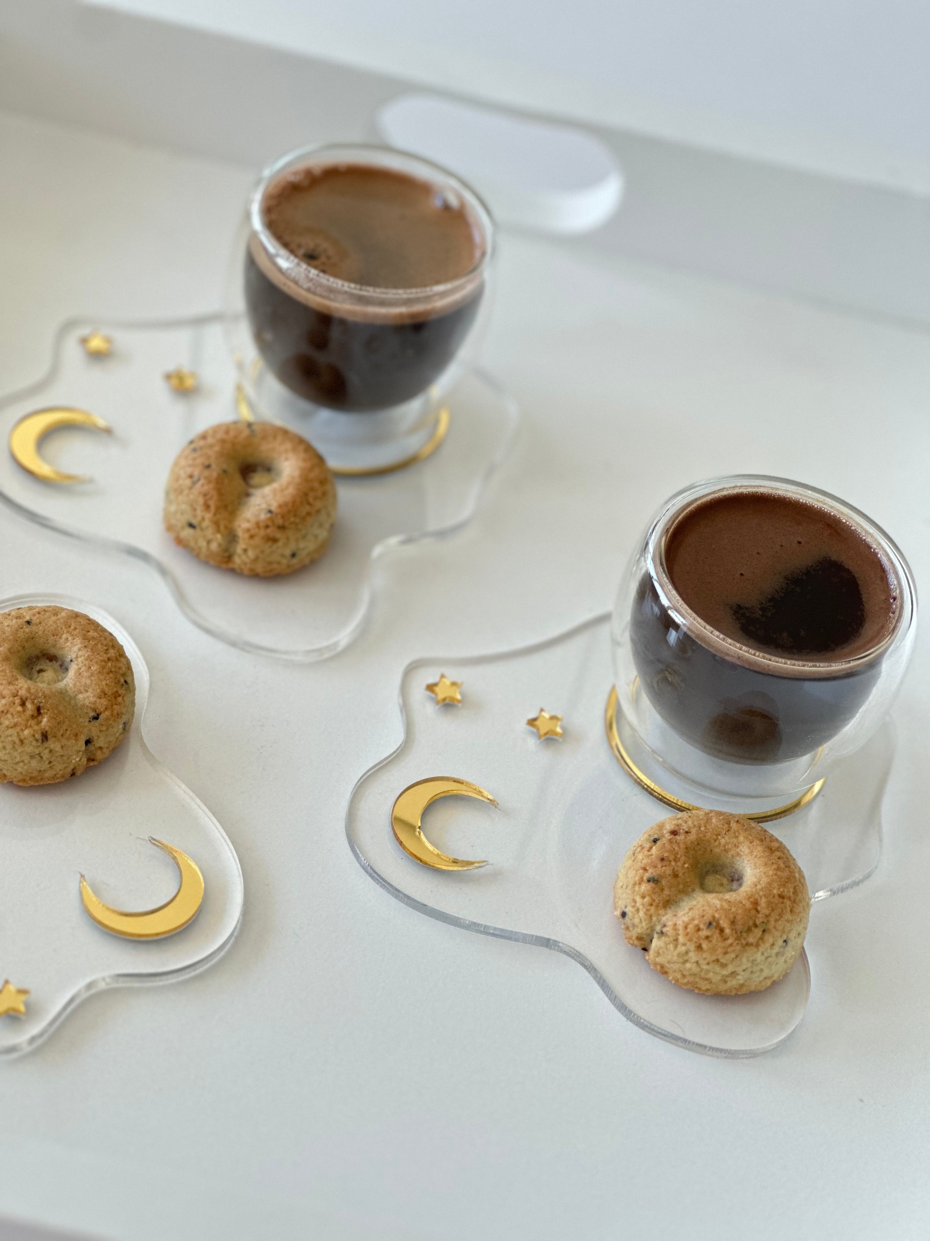 Qahwa cups (transparent + Gold)